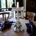 Crystal Mantle Lamp LARGE Chandelier Boudoir HEAVY Etched Floral Vintage Witchy.