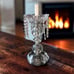 Crystal Mantle Lamp LARGE Chandelier Boudoir HEAVY Etched Floral Vintage Witchy.