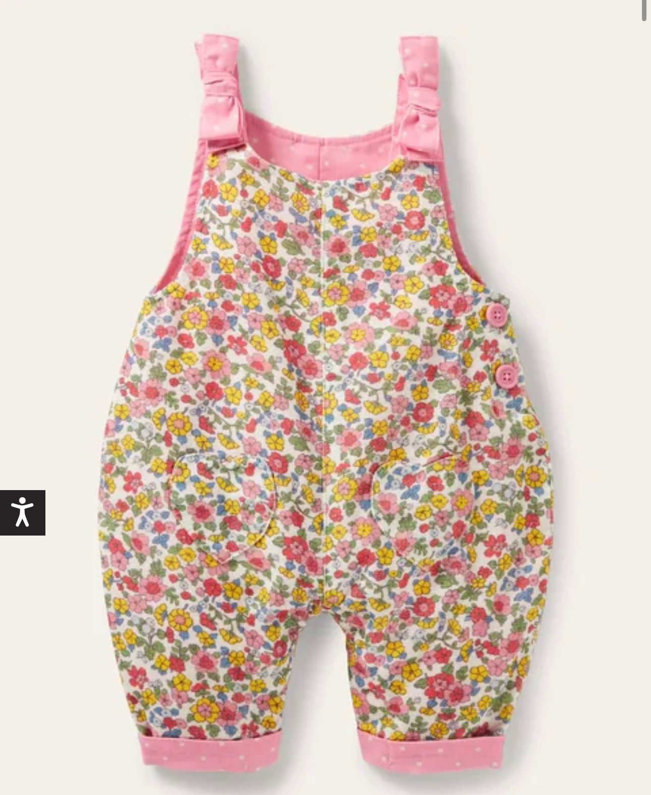 Mini Boden Pink Ditsy Floral Dungarees 3/4