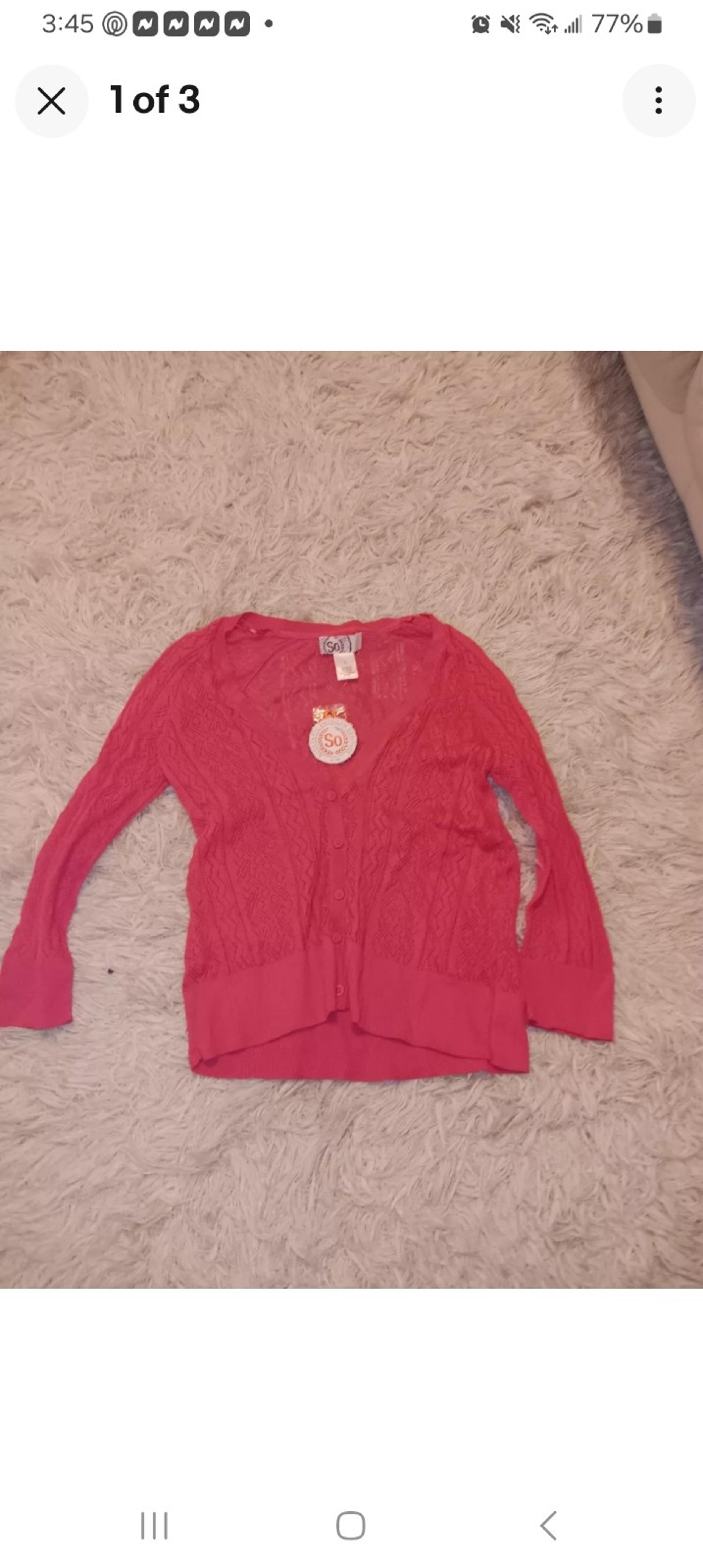 So Authentic American Heritage Pink Lace Open Sweater Cardigan L NWT