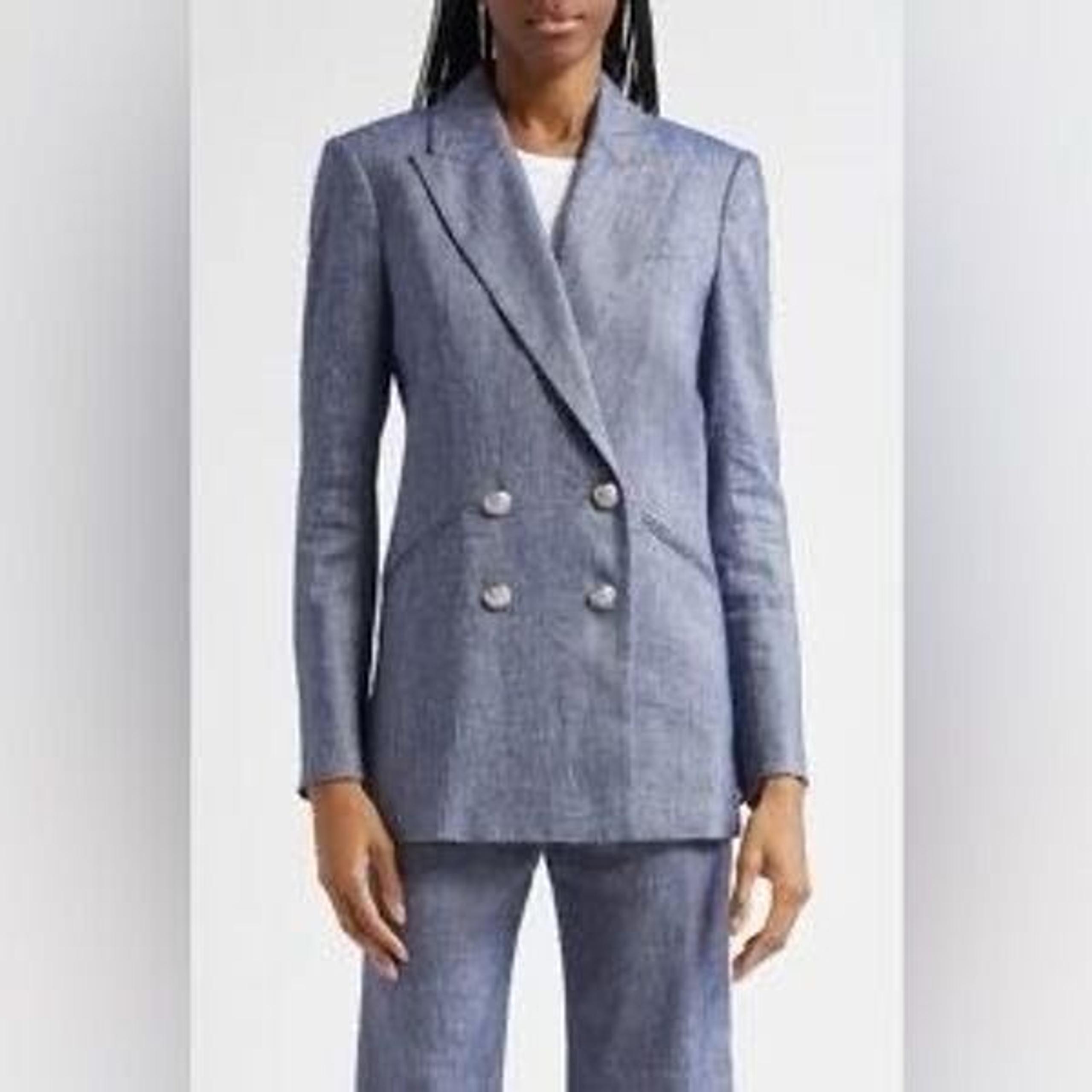 Veronica Beard Women's Blue Melange Dale Linen Dickey Jacket Size 6 NWT