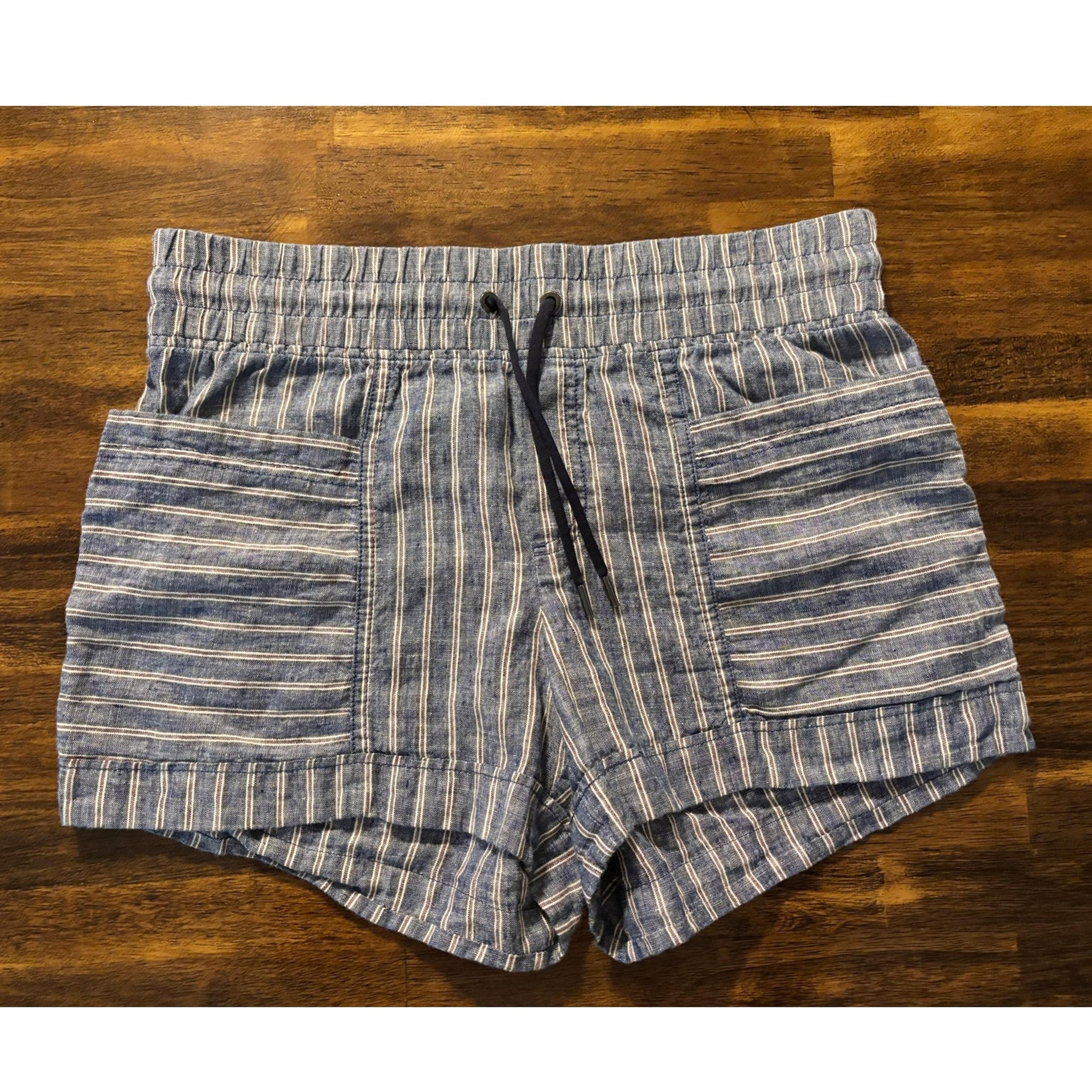Athleta Women’s 8 Short 100% Linen Pull On Elastic Waist 4" Inseam Pockets
