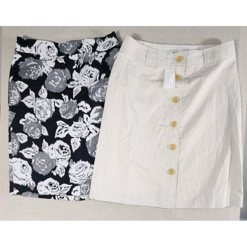 Banana Republic Lot Of 2 Pencil A-Line Summer Skirt Size 6 Button Front NWOT