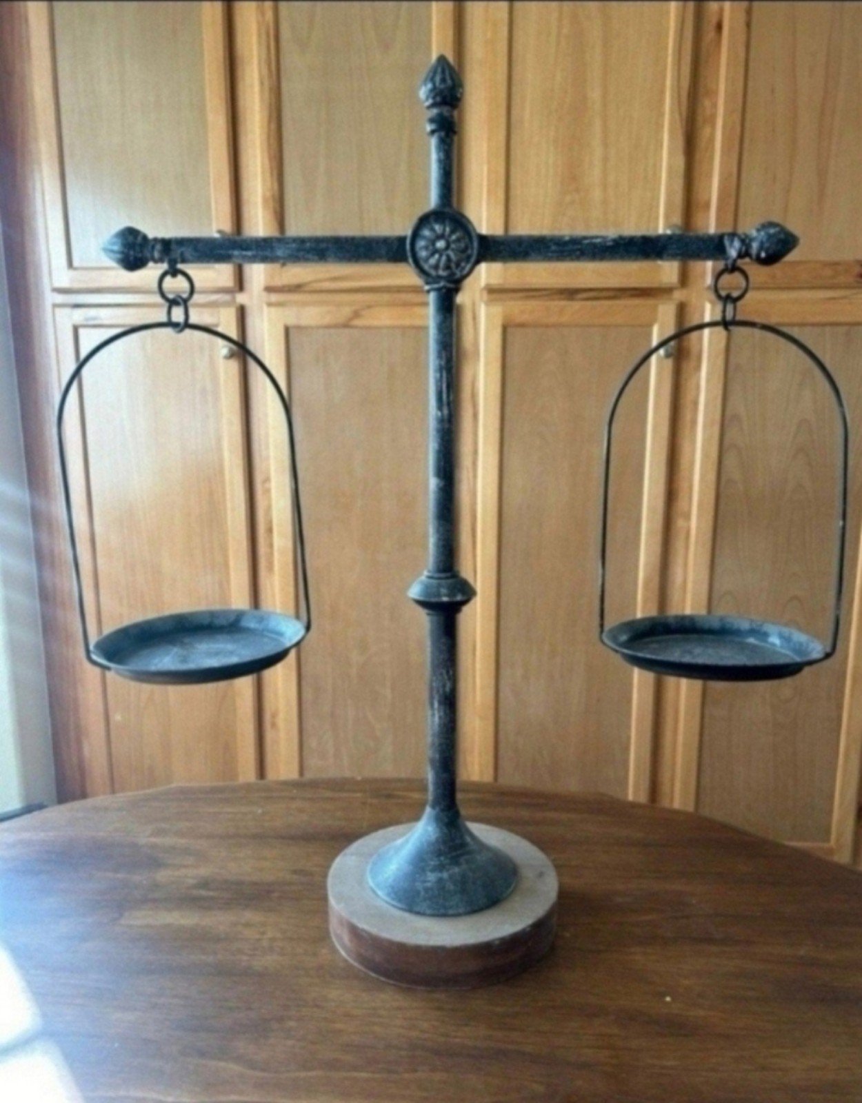Farmhouse large vintage inspired metal/wood balance scales