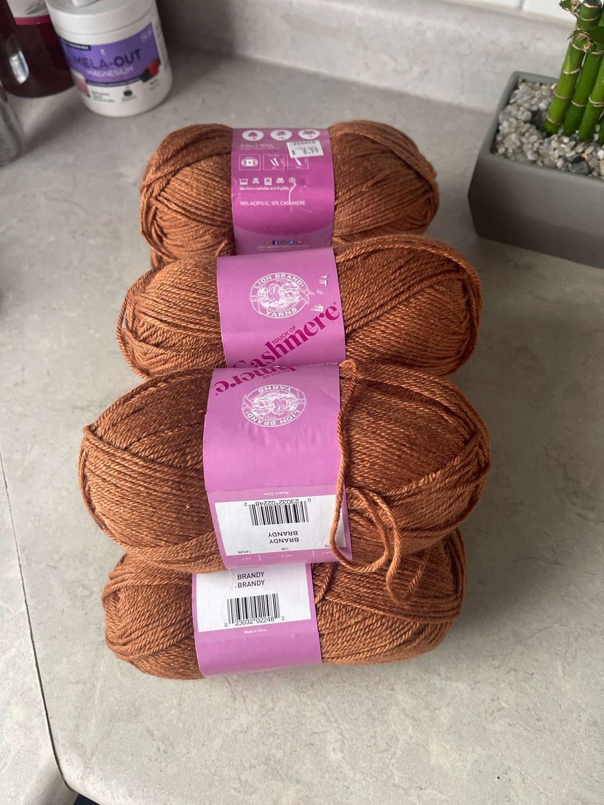 Lion Brand Yarn Touch of Cashmere Brandy lot of 6