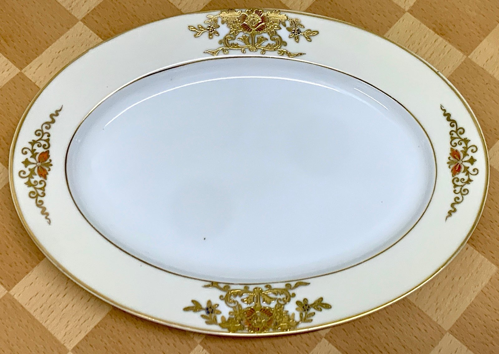 Early 20th Century Antique Noritake Japan 42200 Gold Trim Oval Serving Plate
