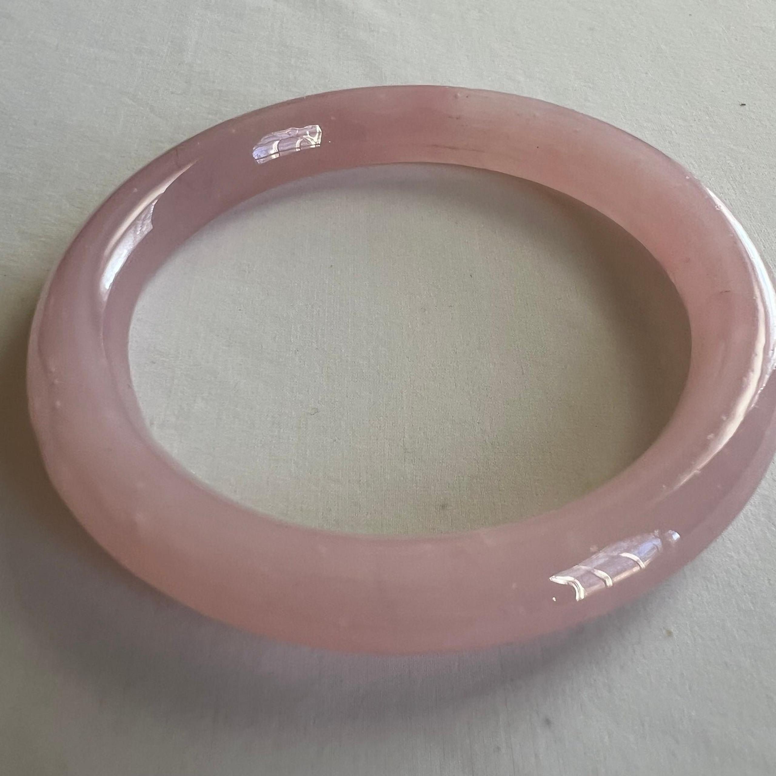 Boho Indie Style Rose Quartz Crystal Stone Bangle Bracelet