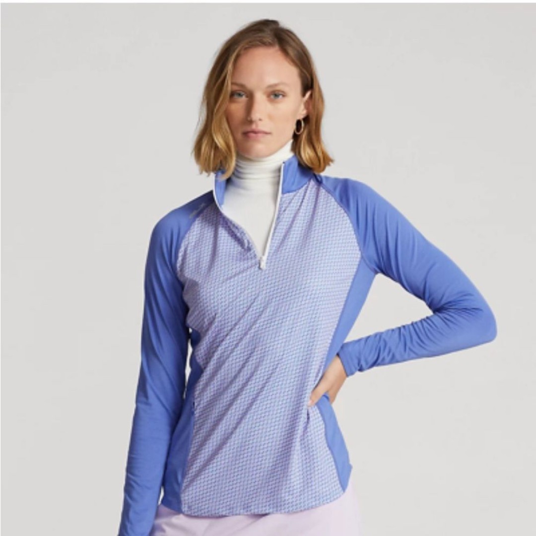 148 RLX Golf Women's Stretch Jersey Quarter Zip Pullover Shirt Blue S