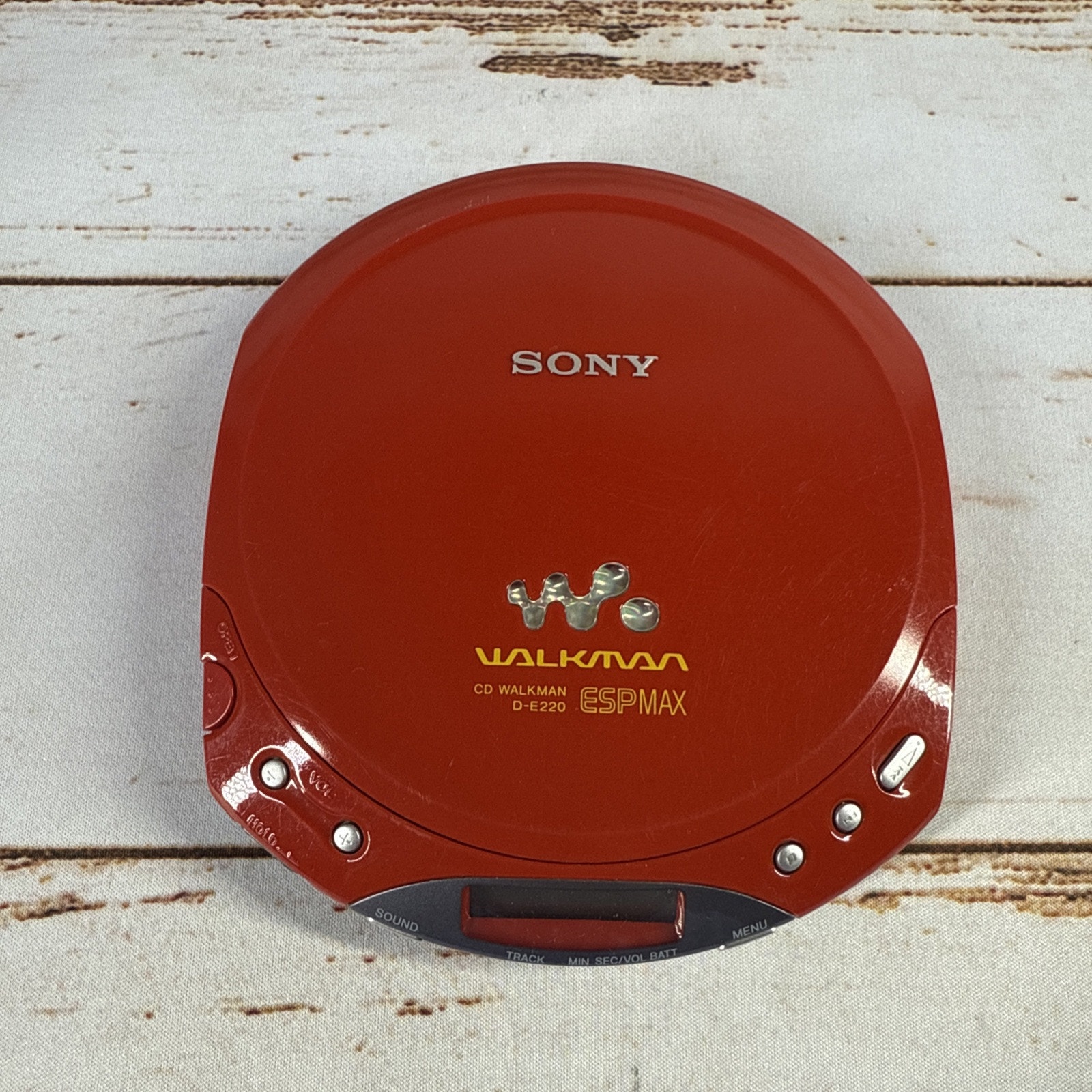 Sony CD Walkman Red ESP Max CD Player D-E220 Tested & Working