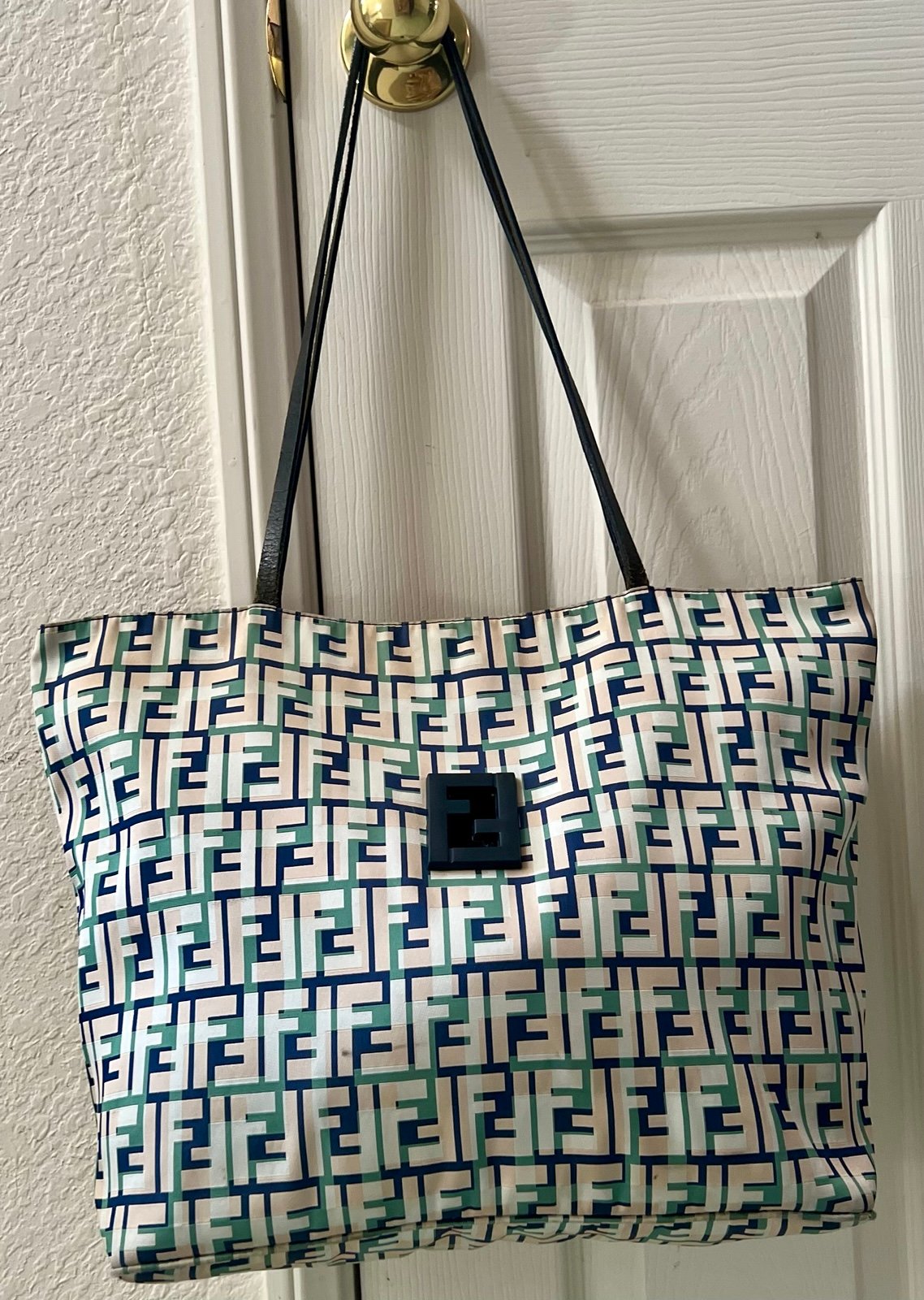 Fendi shoulder bag-Green, Pink, Blue Canvas