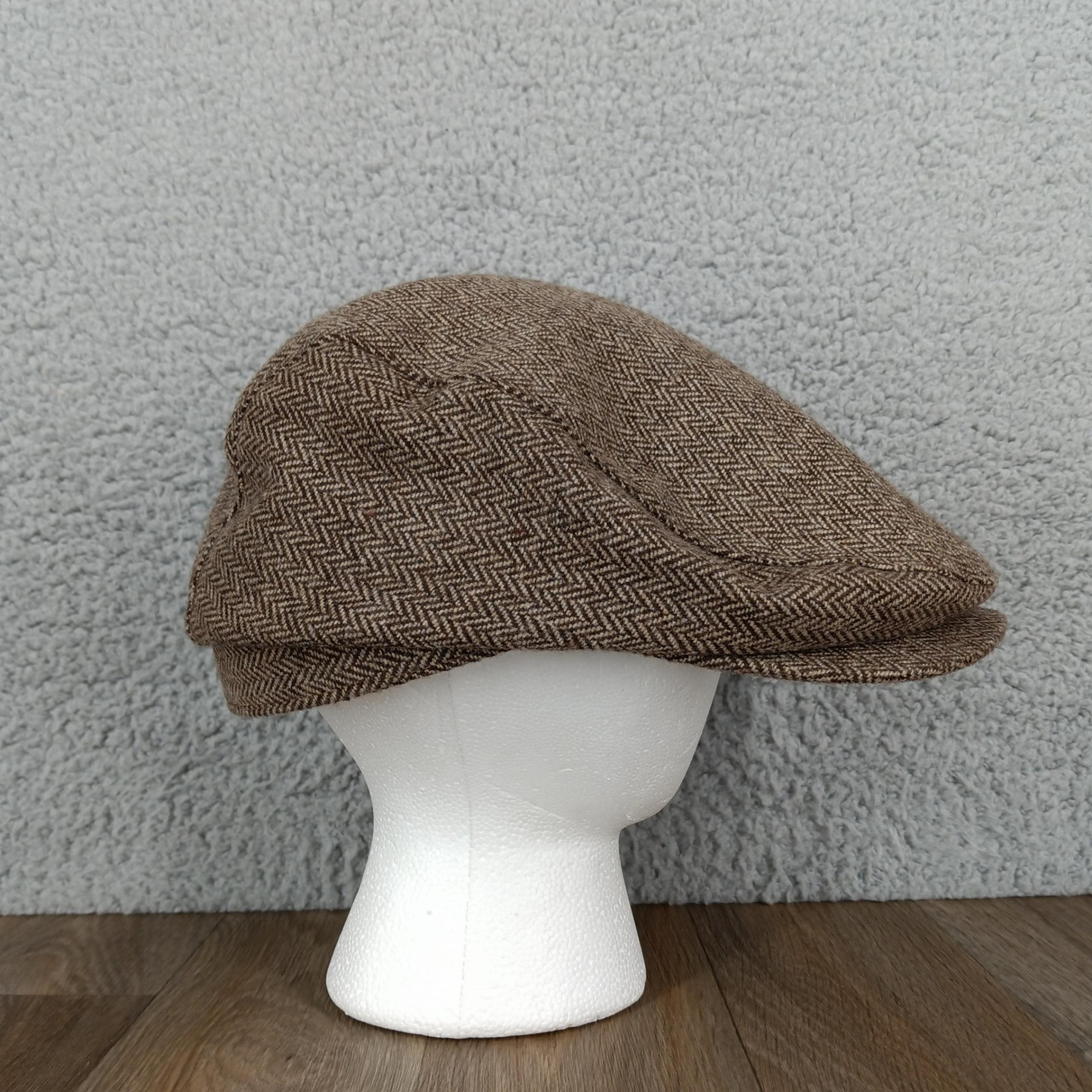 Dockers L/XL Brown Wool Blend Newsboy Cap Herringbone Driving Golf