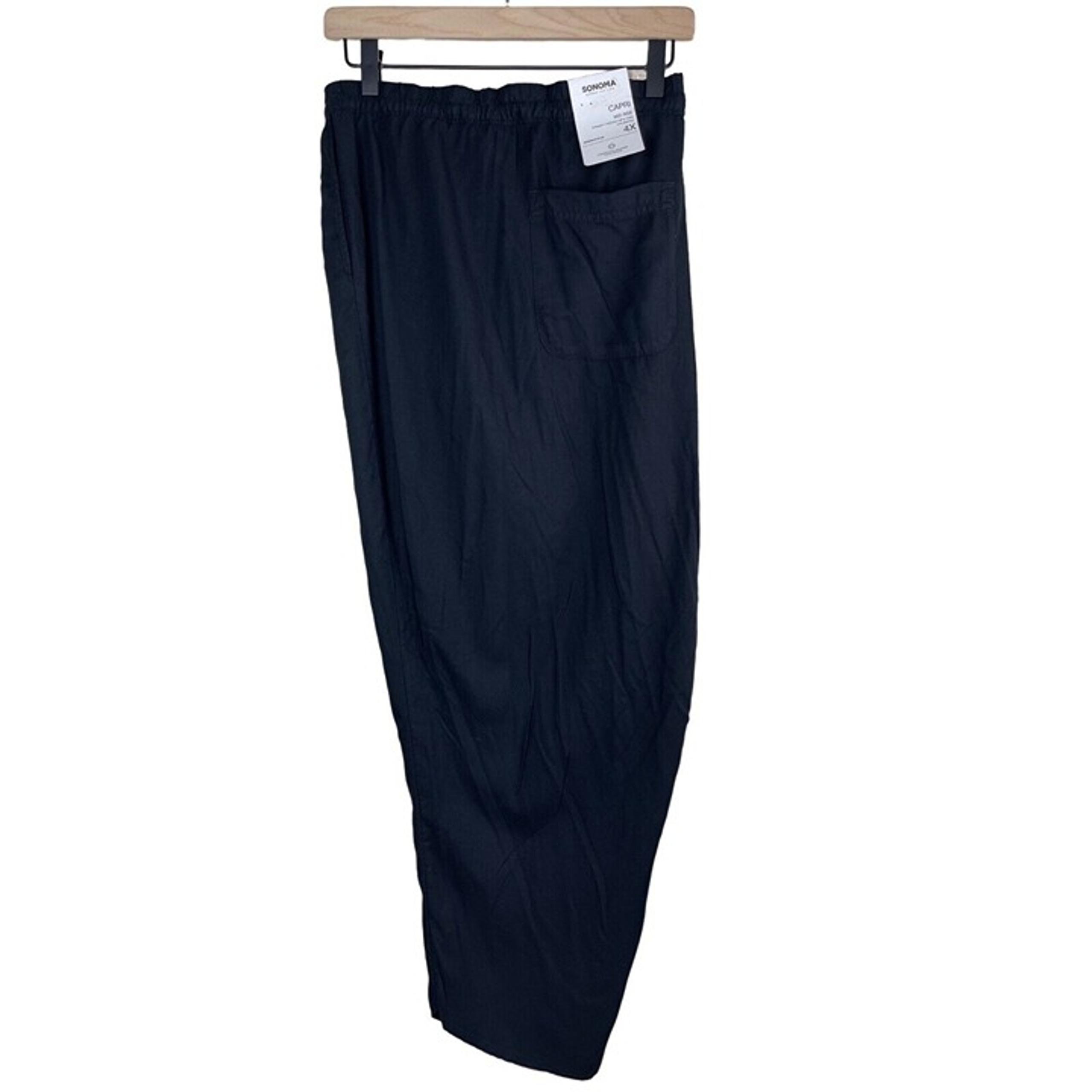 Sonoma Crop Pants Womens Plus Size 4X Black Elastic Waistband Drawstring NWT