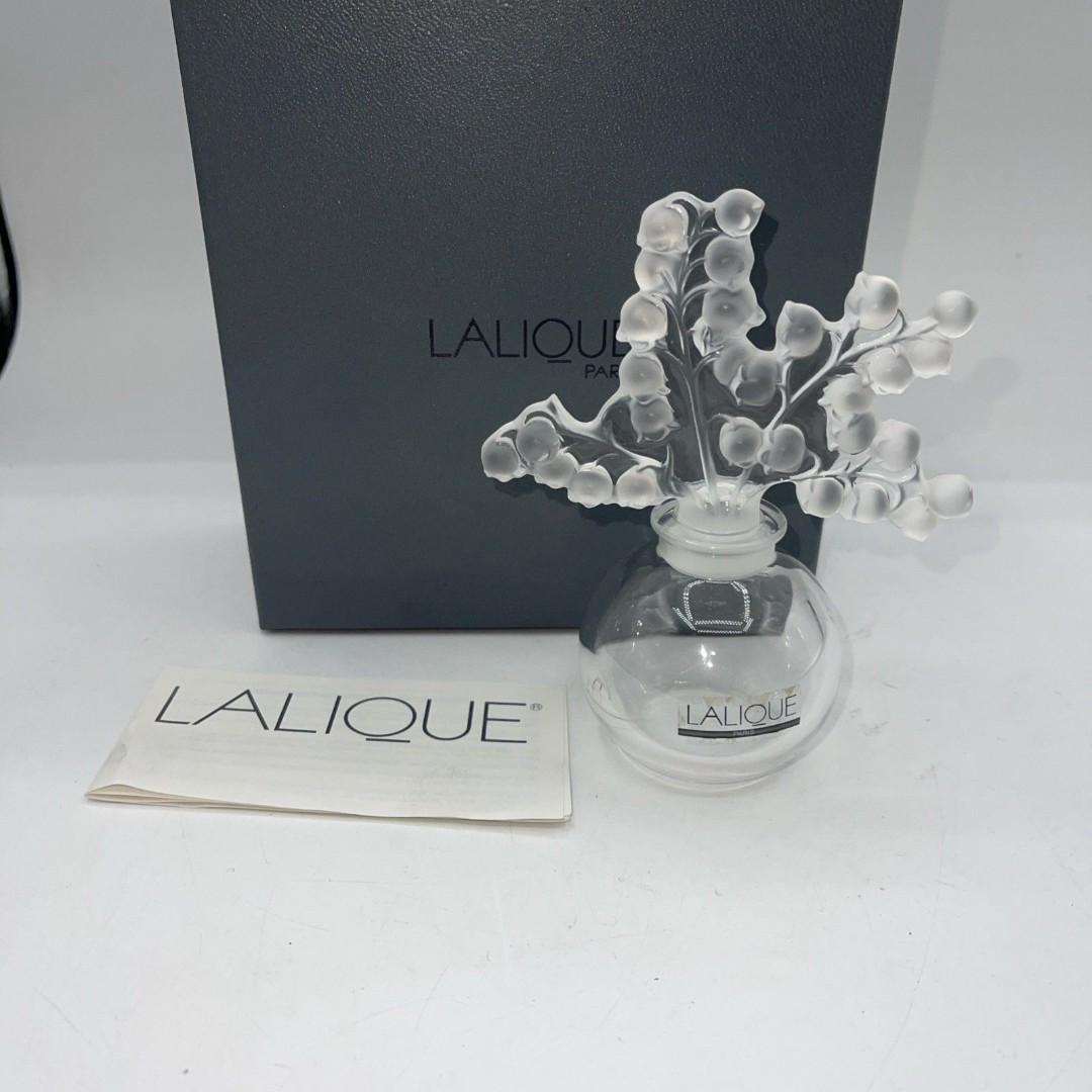 Lalique Perfume Bottle Clairefontaine Lily Of The Valley MINT signed label Box