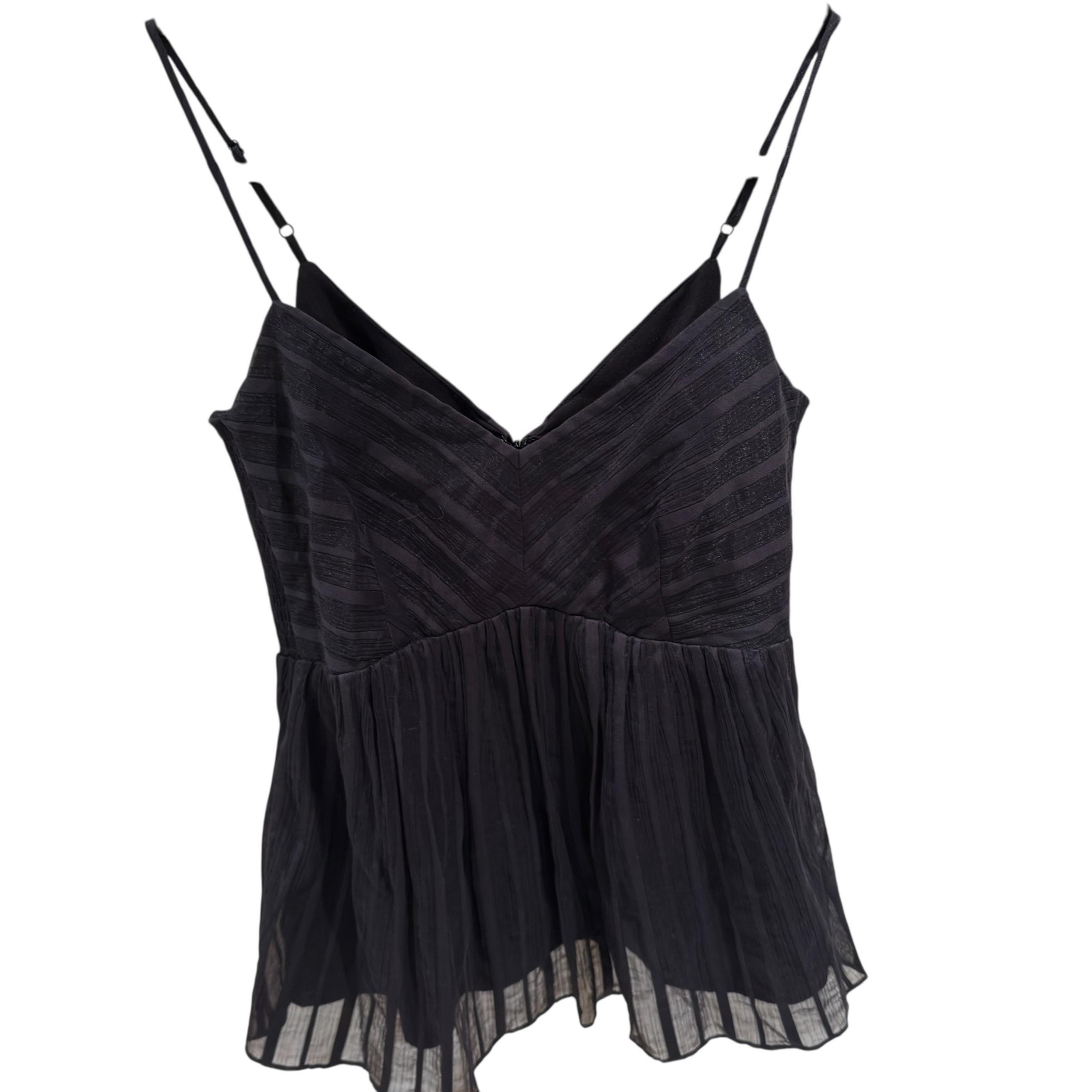 Club Monaco Cami Top V-Neck Sleeveless Blouse Black Flowy XS