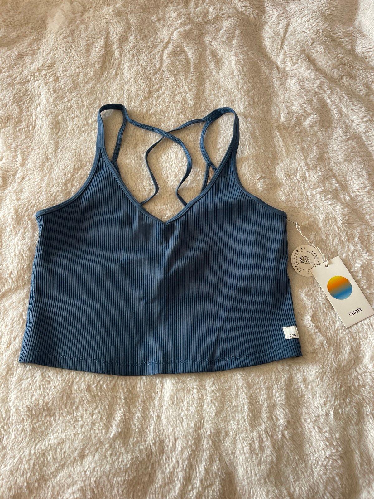 NWT Vuori Rib Crop Tank pool blue size XL