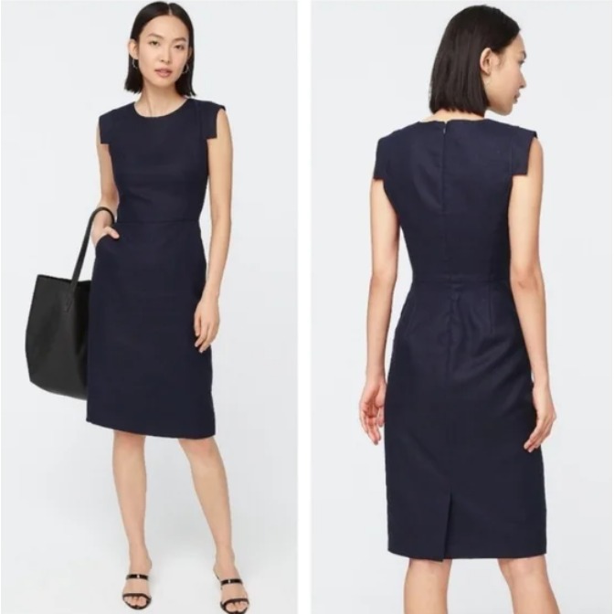 J. Crew 365 Resume Wool Sheath Cap Sleeve Lined Little Black Dress LBD Pockets 6