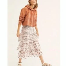 FREE PEOPLE Tiered Ruffle printed Prairie Midi Skirt