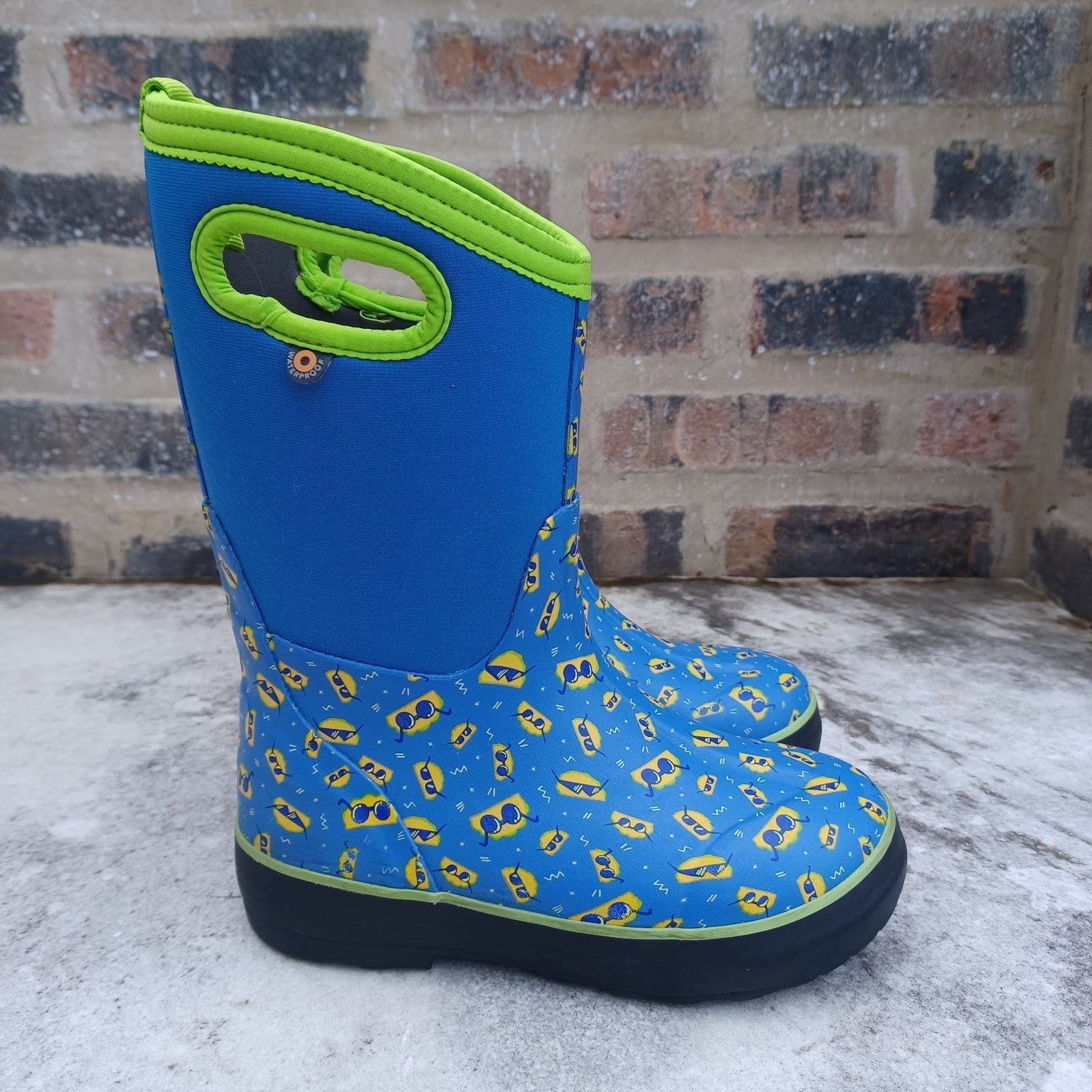 BOGS Classic II Waterproof Rainboots Blue Tacos Shoes Kids 3 Youth