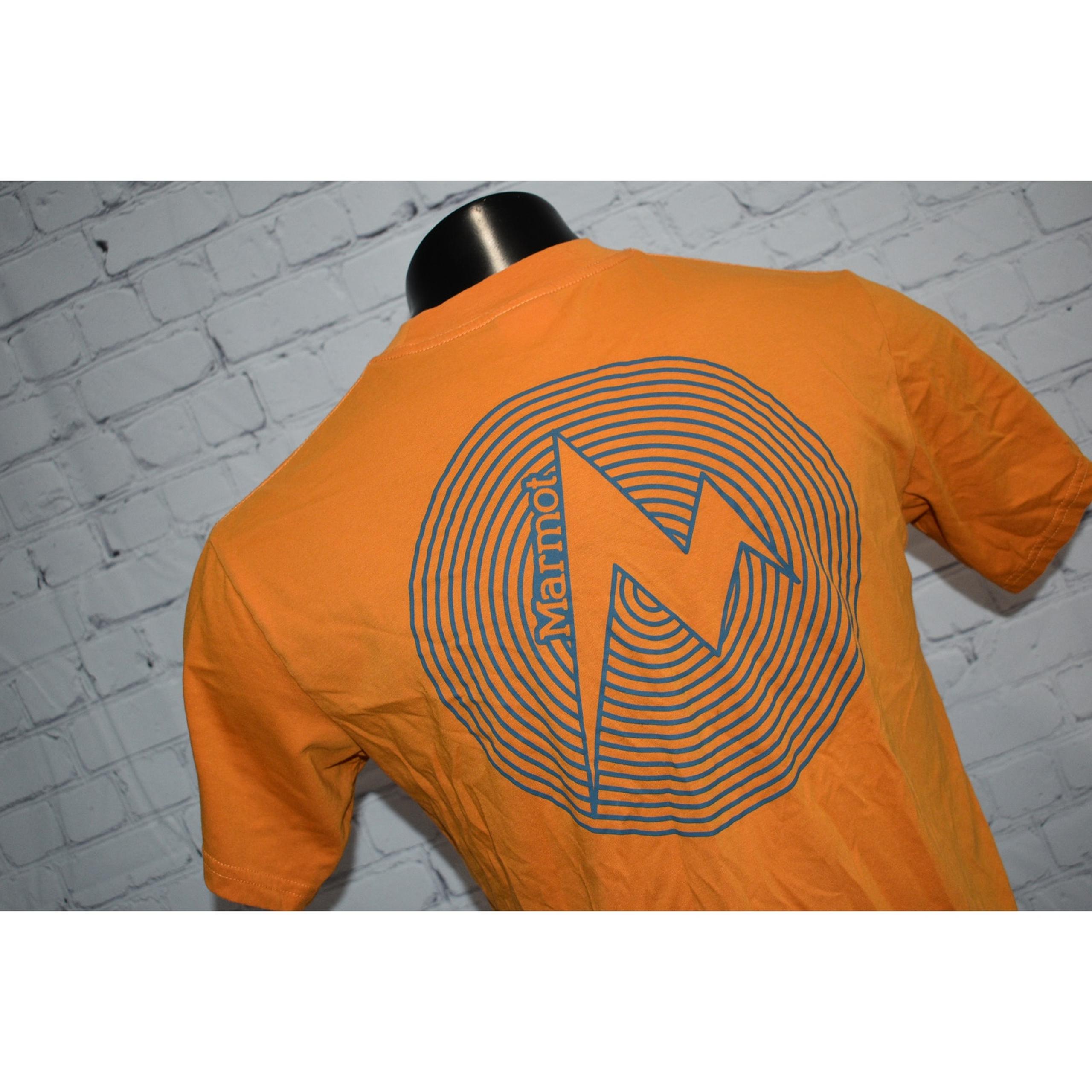 Marmot Mountain T-Shirt Mens Size Medium Orange Cotton Polyester Blend