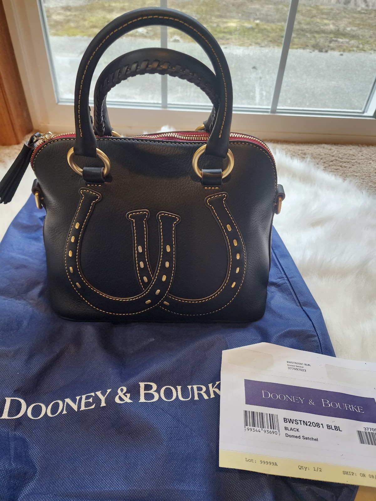 Dooney & Bourke new tags black leather western satchel bag handbag