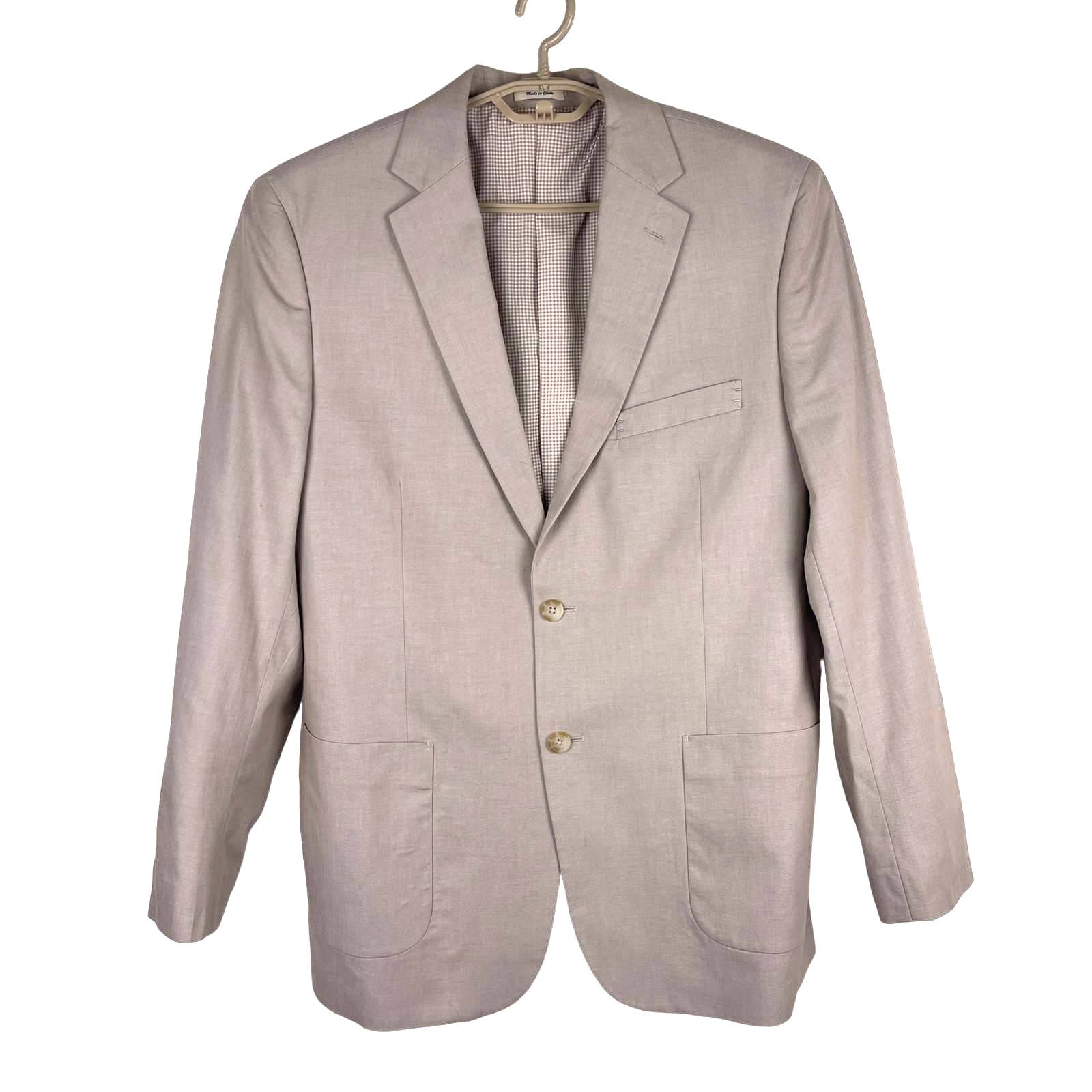 Southern Pines Tan Cotton Sports Coat Blazer Lightweight Lined Men's Size Medium