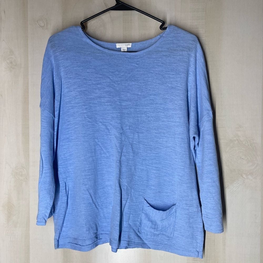 J. Jill blue 100% linen top, 3/4 sleeve, size medium