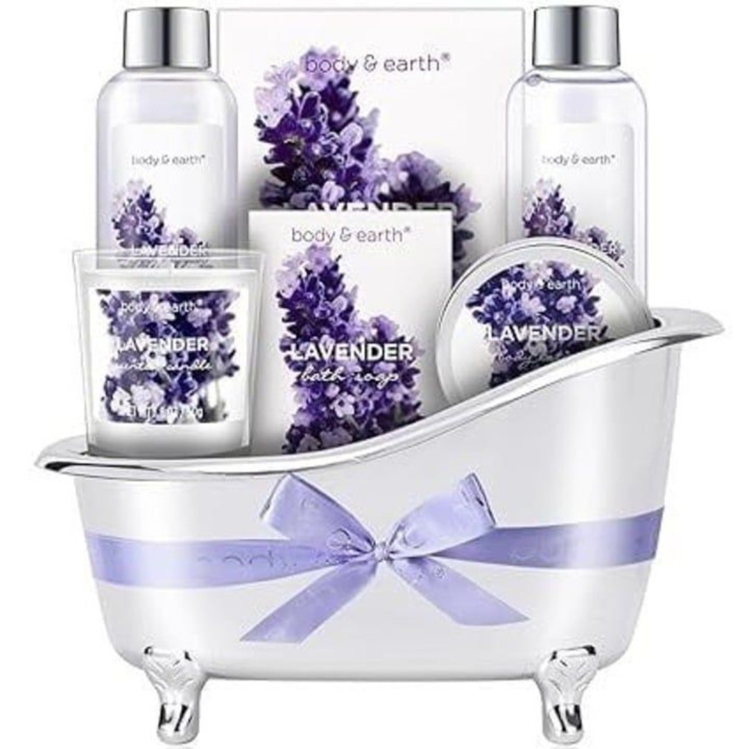 Bath Sets for Women Gift, Body & Earth Lavender Gift Sets with Bubble Bath