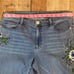 J. Jill Authentic Fit Cropped Jeans Size 8 Blue Denim Raw Hem Floral Embroidery