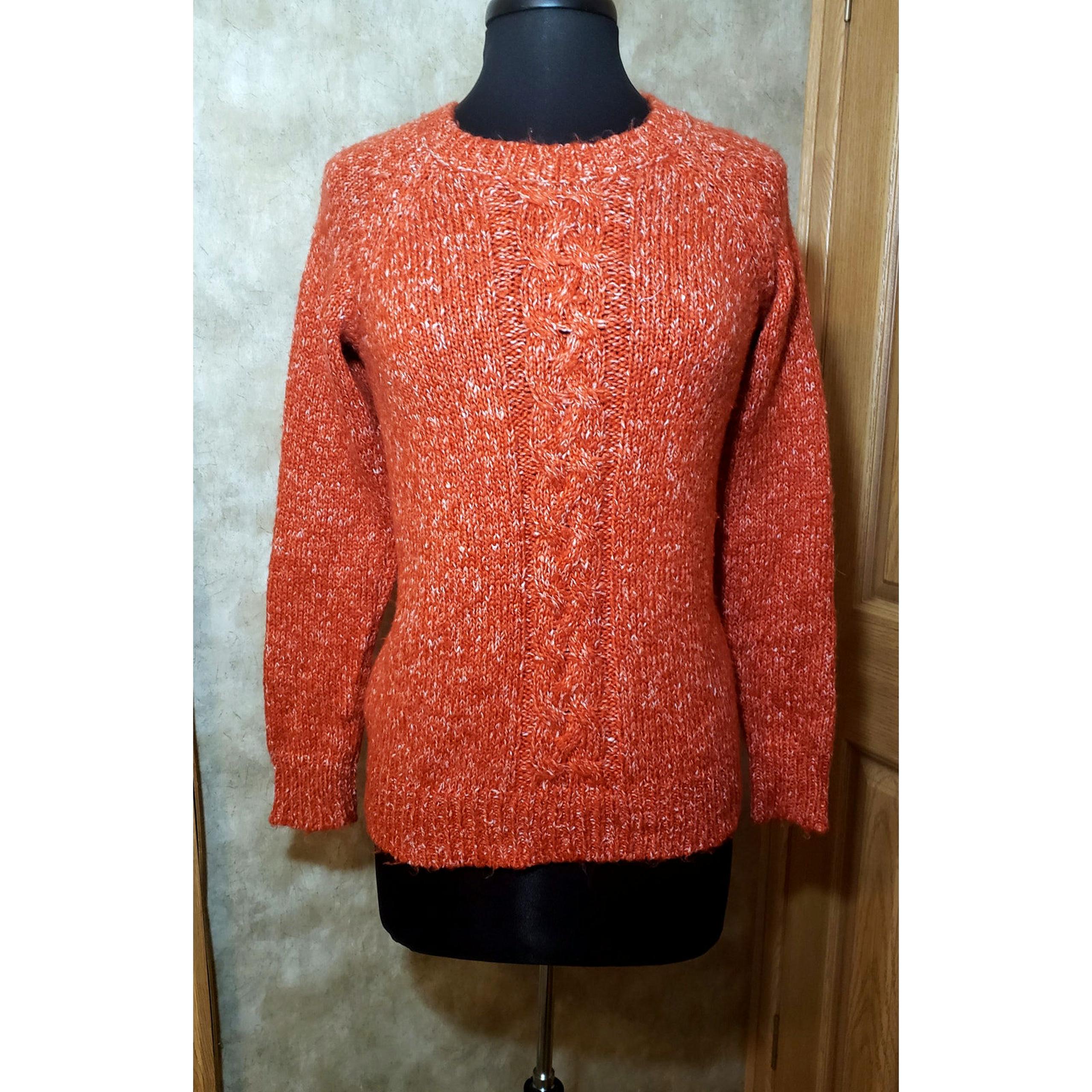 ST. JOHN'S BAY Fall Medium Orange Acrylic/Cotton Crochet Pullover weater