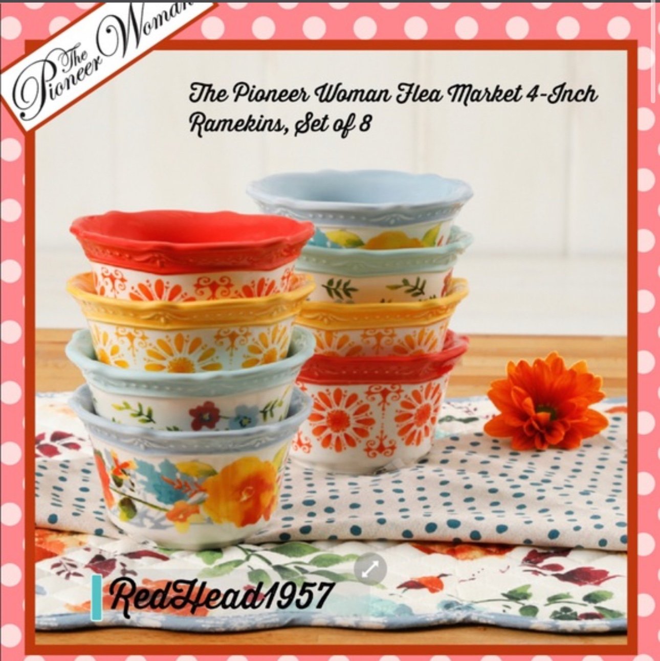 The Pioneer Woman Flea Market 4-Inch Ramekins, Set of 8 Bowls NWOT!