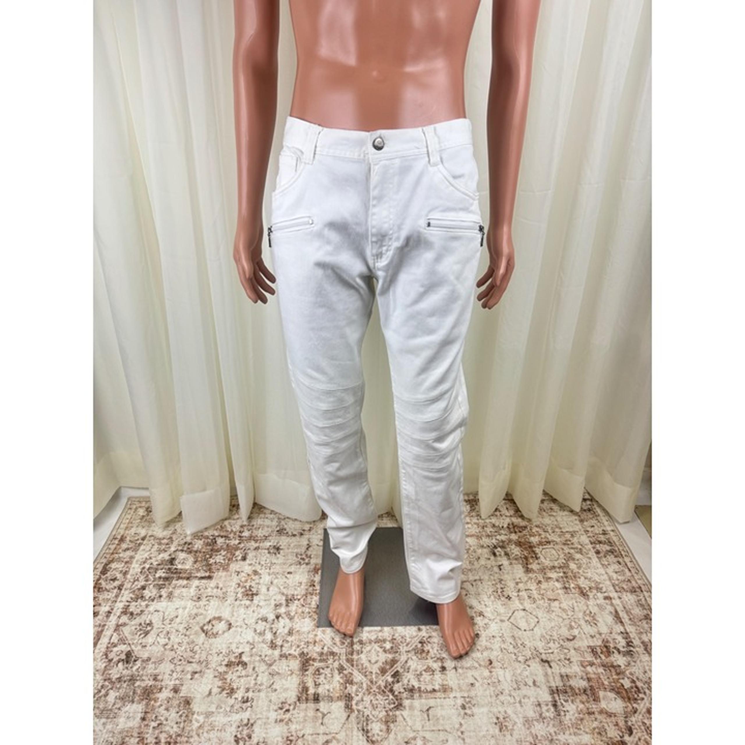 Men's  Akademiks White Moto Straight Leg Jeans Denim Pants Size 38/34