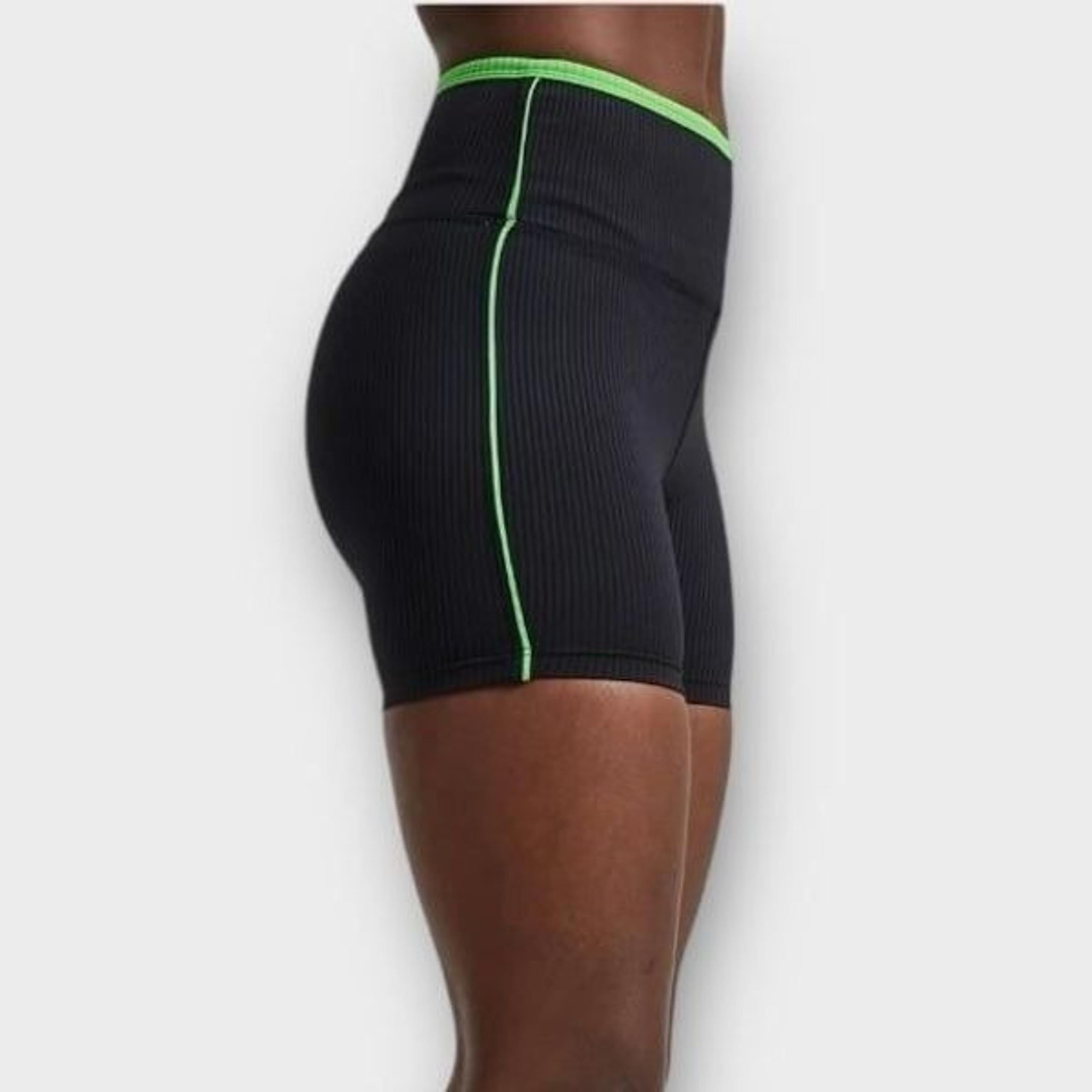Year of Ours Ribbed Track Bike Short in Black and Green Women’s Size S NWT