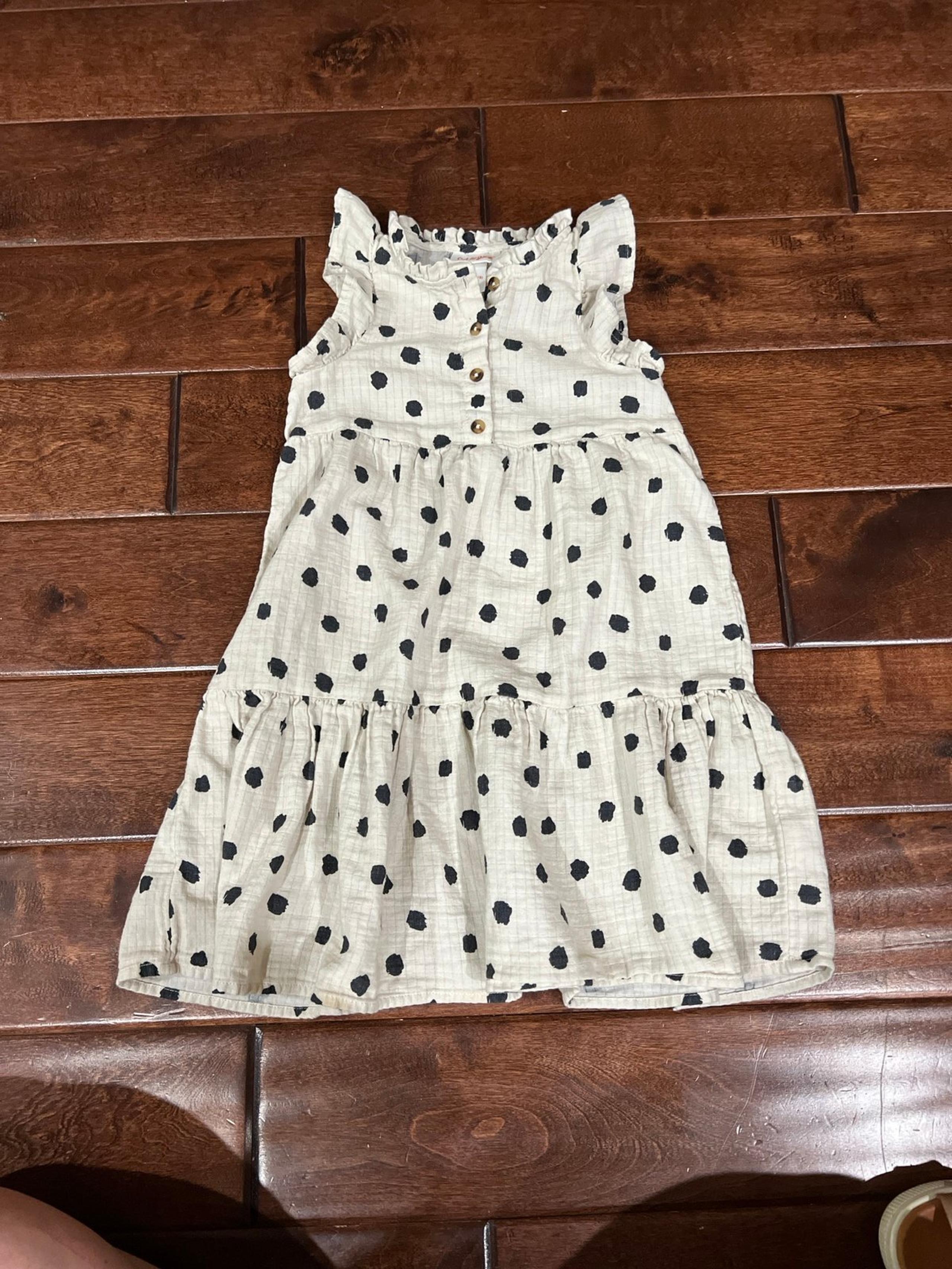 Cat & Jack polka dot black cream white dress size 4/5