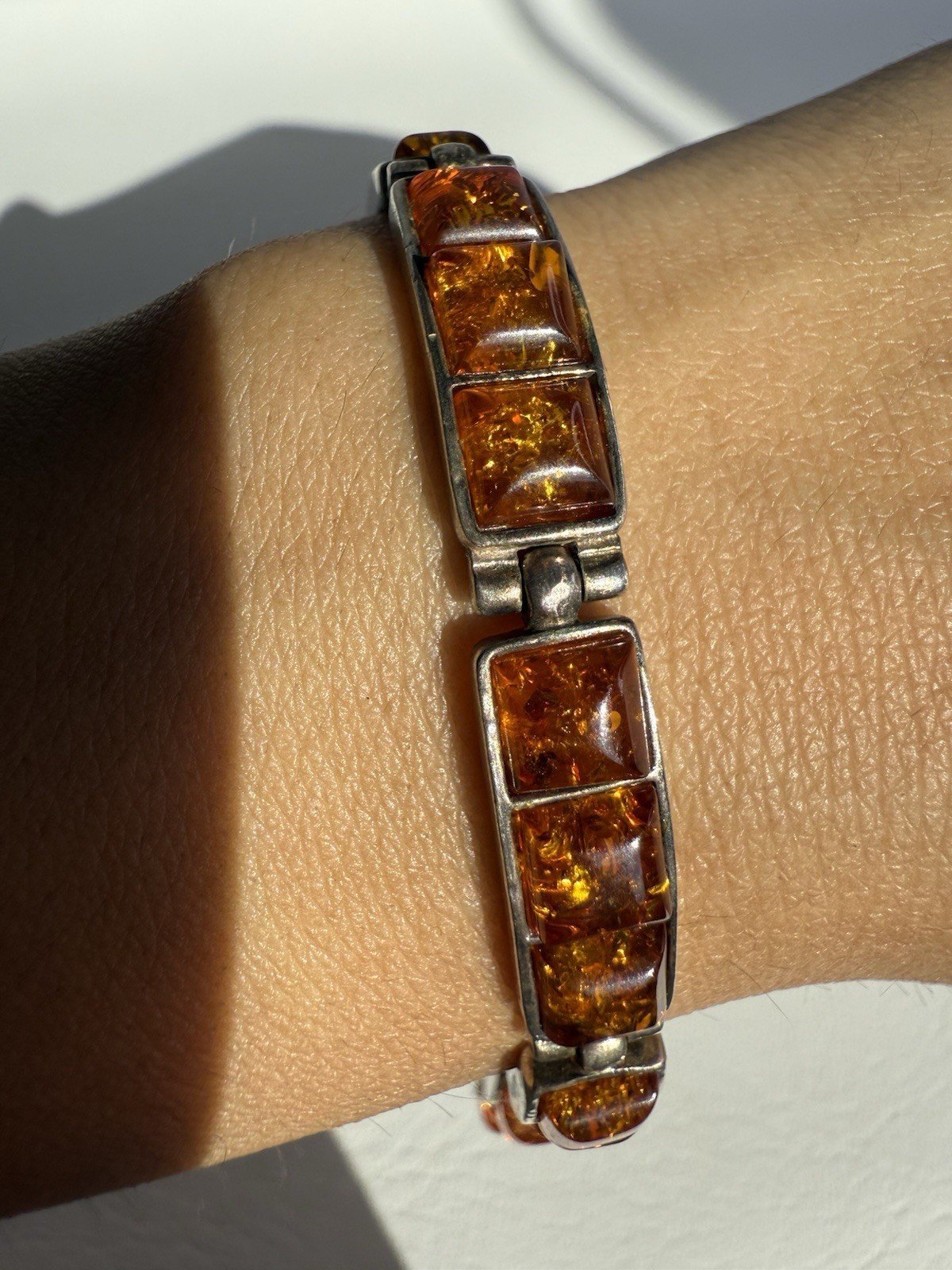Amber 925 Sterling Silver Tennis Bracelet 8”