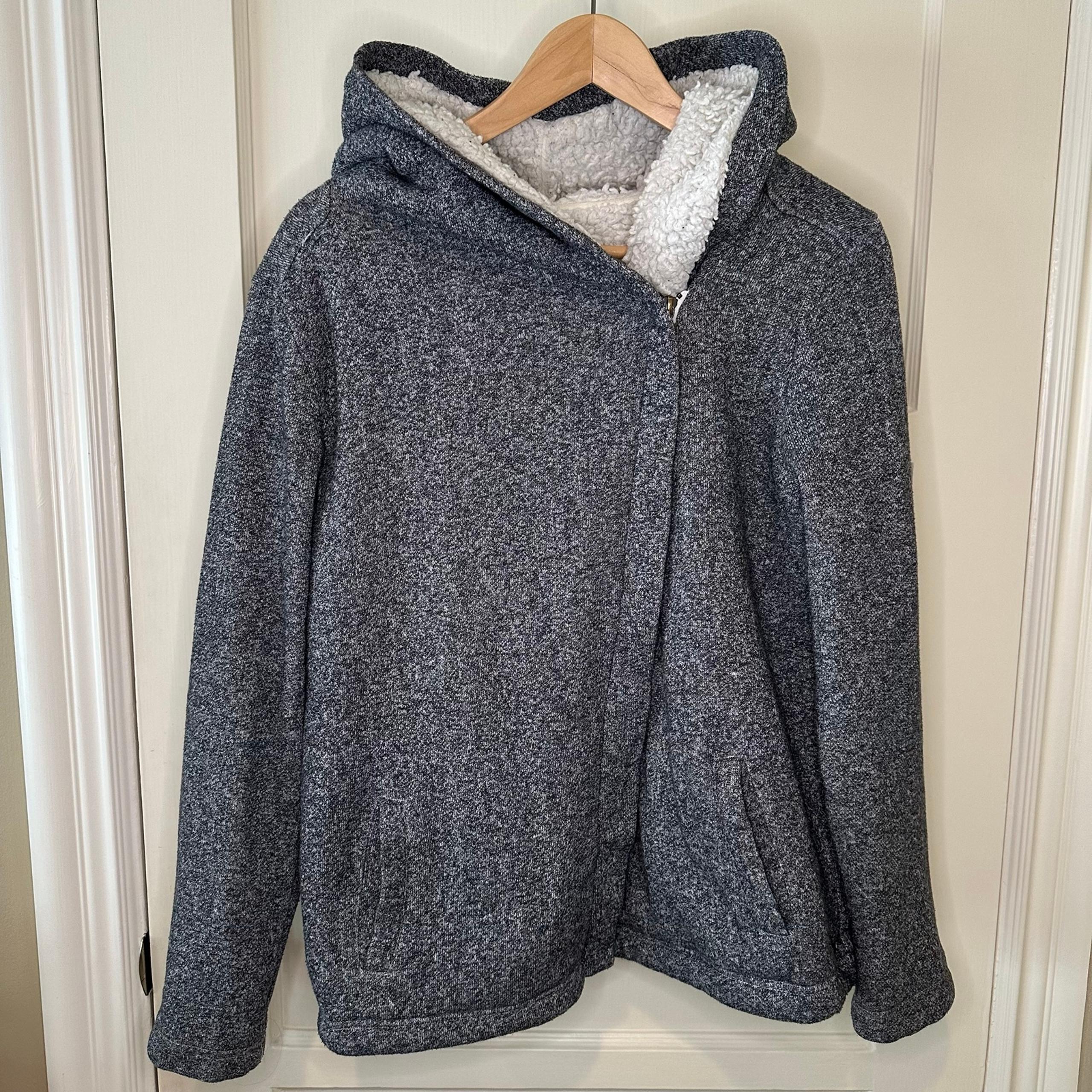 O’Neill Crestline Sherpa Lined Zip Up Hoodie, Grey - Size Large