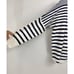 French Connection Women's Drop Shoulder Blue White Striped Tunic Sweater- NEW