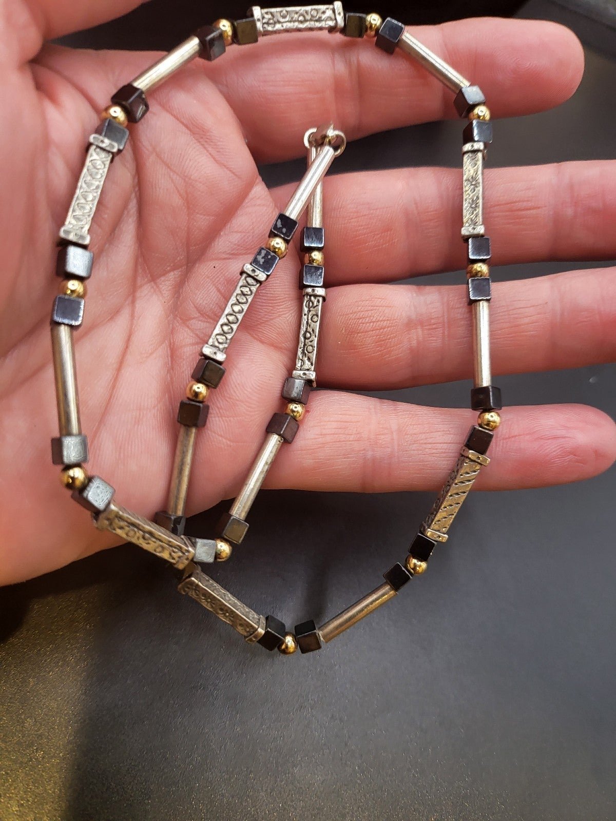STERLING SILVER 14K YELLOW GOLD NECKLACE. # 751