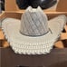 American Hat Company Gray Leather Laced Edge Pattern Straw Cowboy Hat New 6 3/4