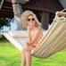SUNCREAT Double Hammock for 2 Person, Extra Large Portable Hammock (Beige/Brown)