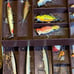 Vintage fishing lures and tackle in a Metal Kenndy tackle box!