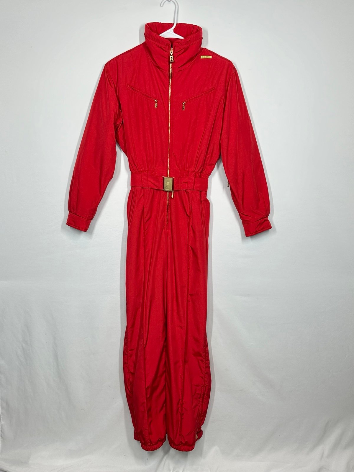 #2632 VTG Bogner Ski Suit Womens Size 6 Red Belted SkiTac One Piece