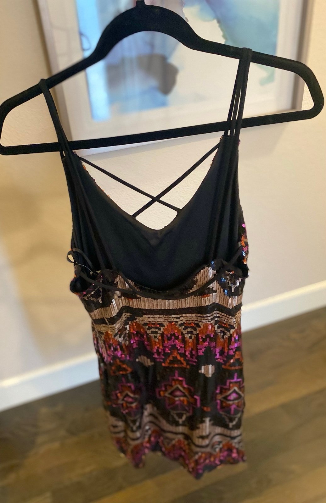 City Triangles sequin mini strappy dress with side zipper