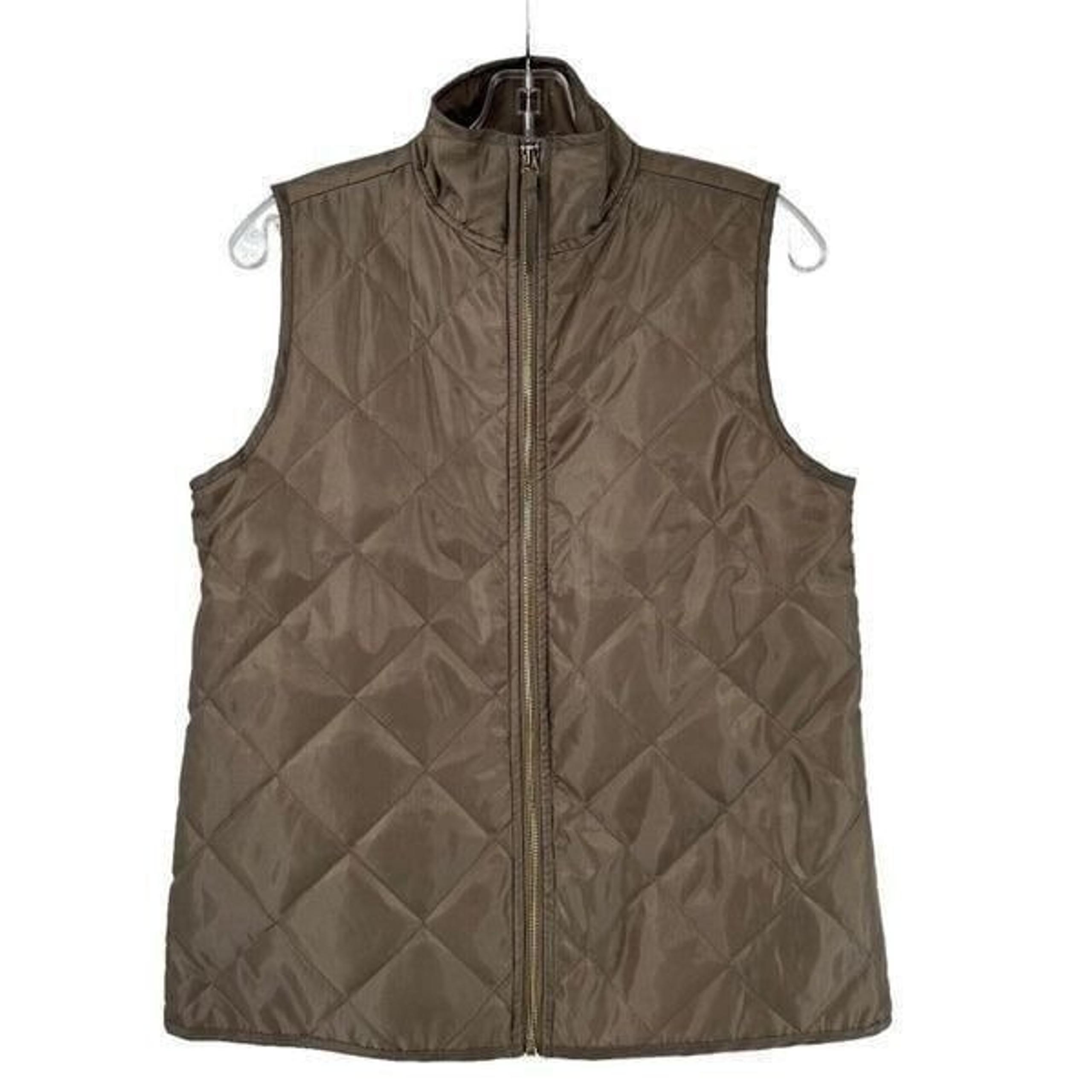 Mud Pie Spencer Quilted Vest Olive Green Womens Size Small NEW Full Zip Outdoor