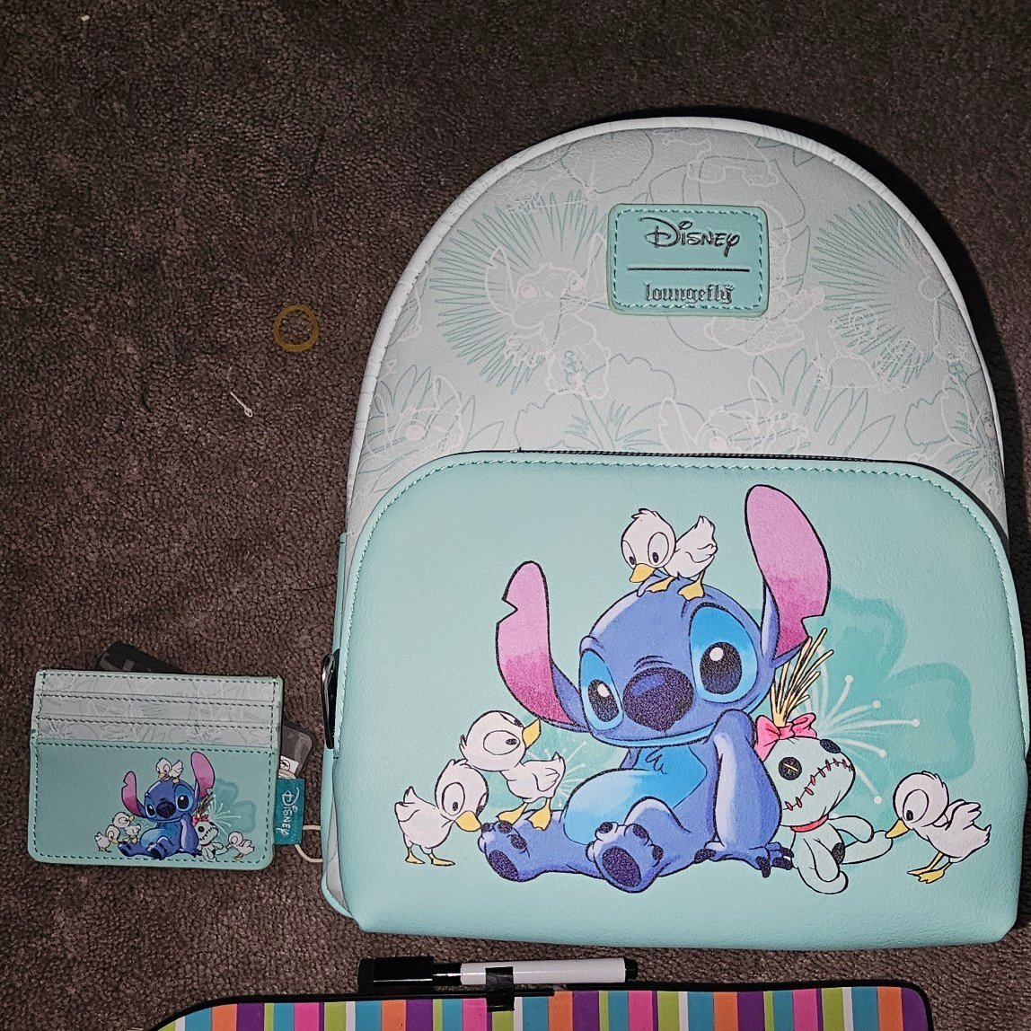 Loungefly stitch ducks backpack set