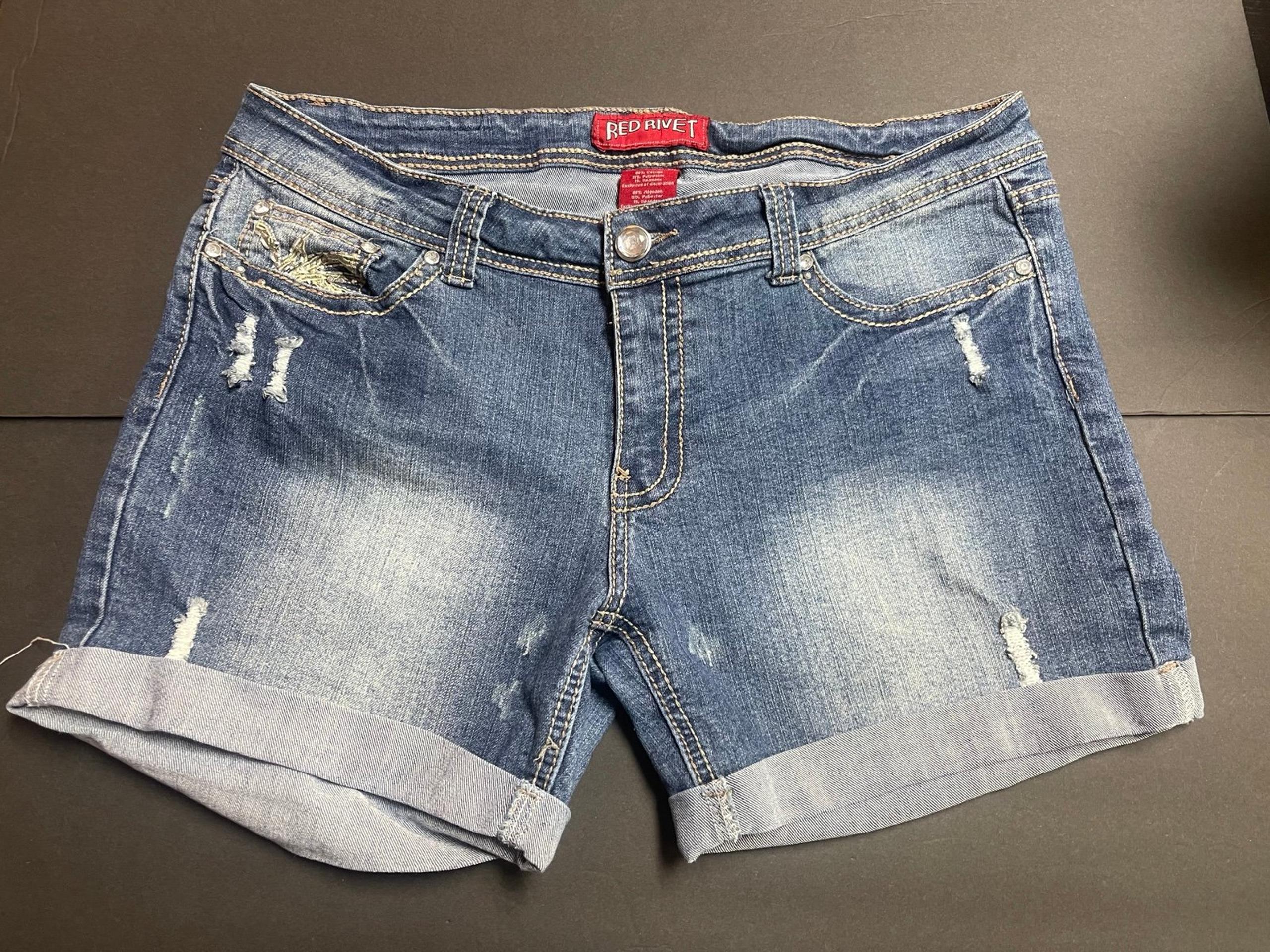 Red rivet denim shorts size 17
