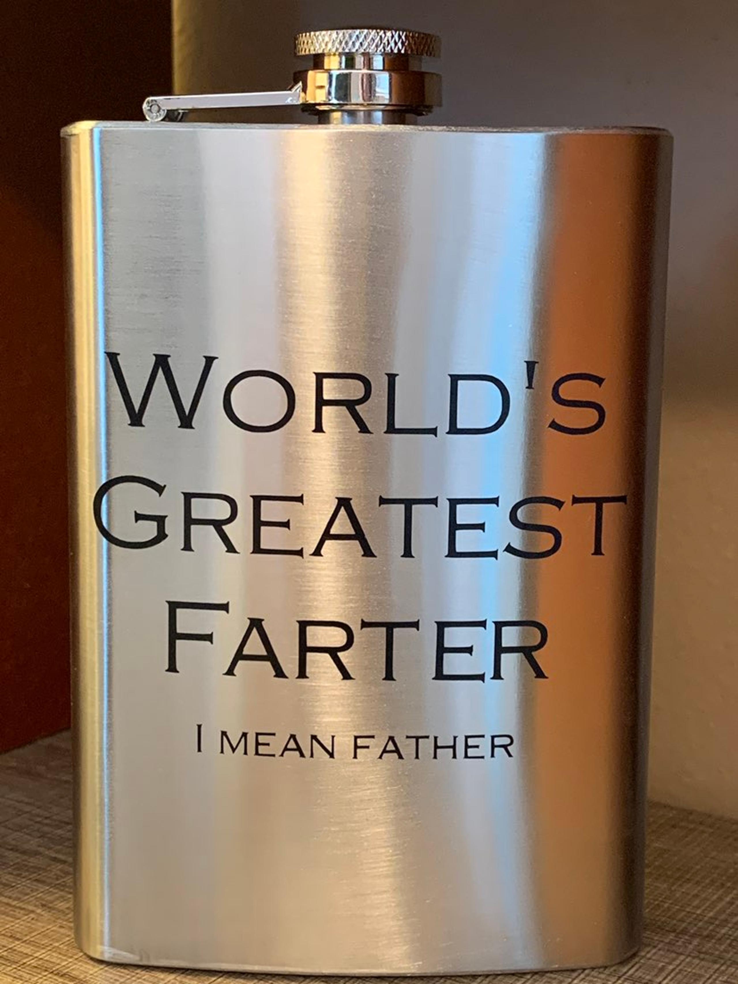 Fathers day Worlds Greatest Farter stainless steel flask dad daddy husband