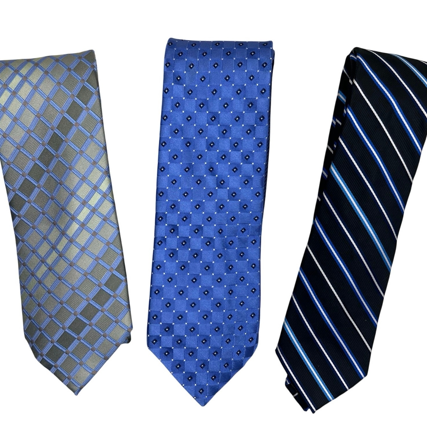 3 Ties J Ferrar, Roundtree & Yorke, Kenneth Cole reaction men’s geometric/stripe