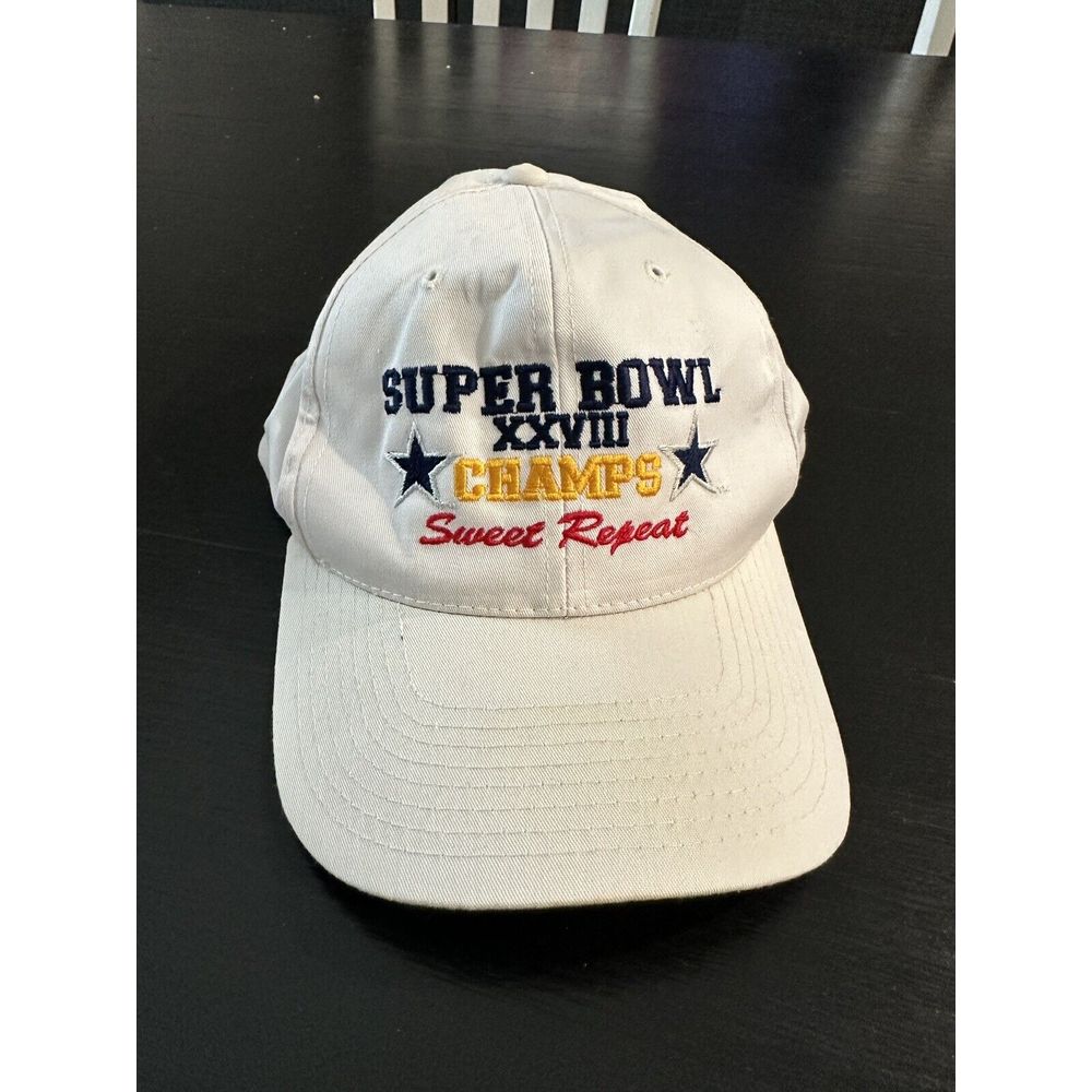 Vintage Dallas Cowboys Hat Cap Polyester Wool blend Super Bowl Champs Repeat 90