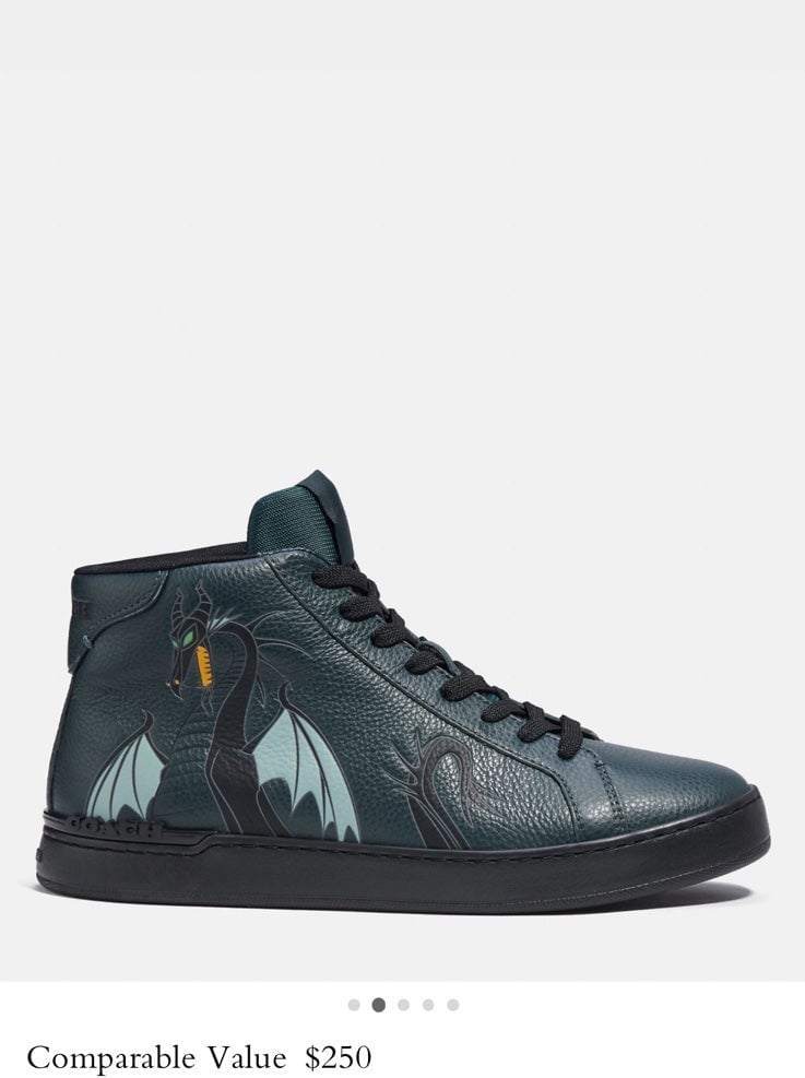 NWT Coach MEN'S Disney Clip High Top Sneaker With Maleficent Dragon size 8D