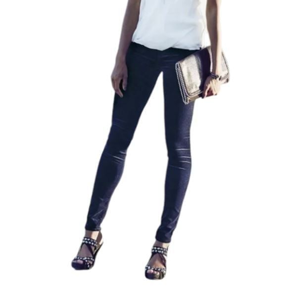 Ag Adriano Goldschmied Black Velvet Stretch Super Skinny Leggings Cropped Pants